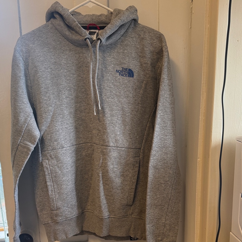 The North Face Gray Hoodie with Blue Logo
